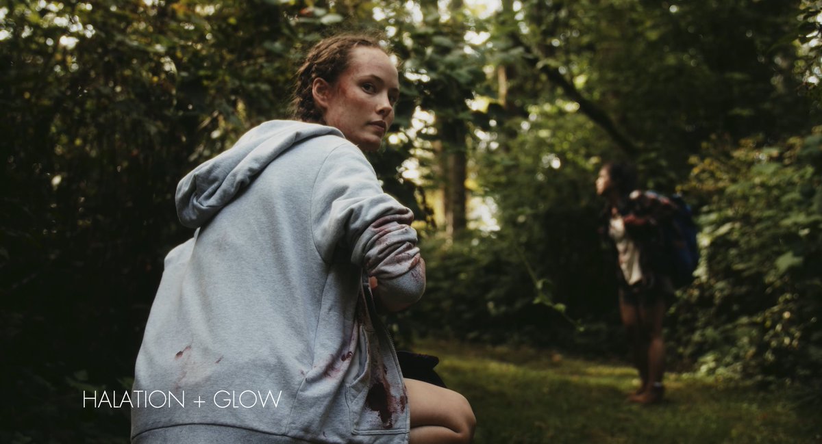 Next, a halation/glow pass. Celluloid highlights 'blow out' in a fundamentally different way than digital highlights do, but there are numerous ways to emulate this. I've picked one.