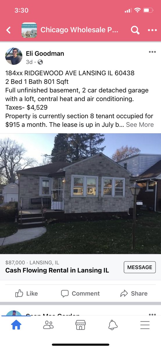 4. I Advertised those houses for a higher price to ppl who flip homes. They’re always looking for deals. I had deals. I decided to market them on Facebook and IGCost - $0 + effort (Facebook groups, twitter, IG)