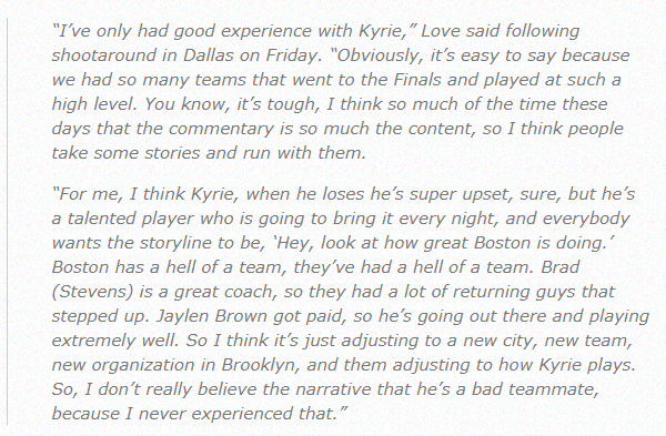 Kyrie Irving being a terrible teammate, a thread: