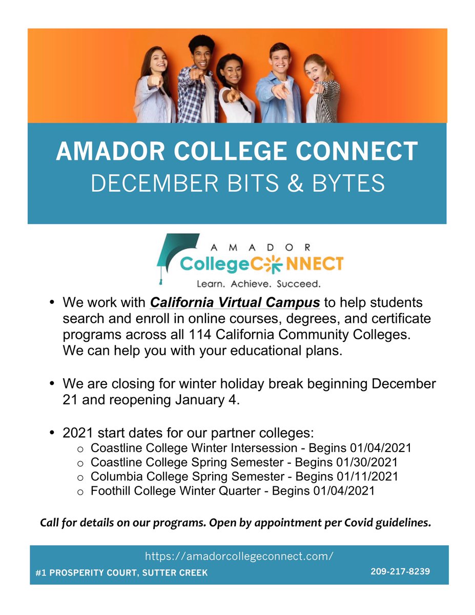 AmadorLearning's tweet image. Updates from Amador College Connect....