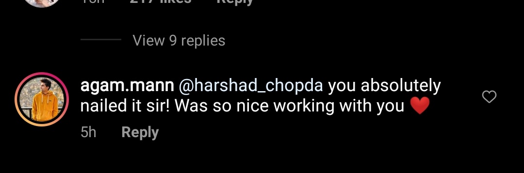 Omg 😍 MV director Agam Mann's comment on Harshad's post 🥺😍

#HarshadChopda #JudaKarDiya