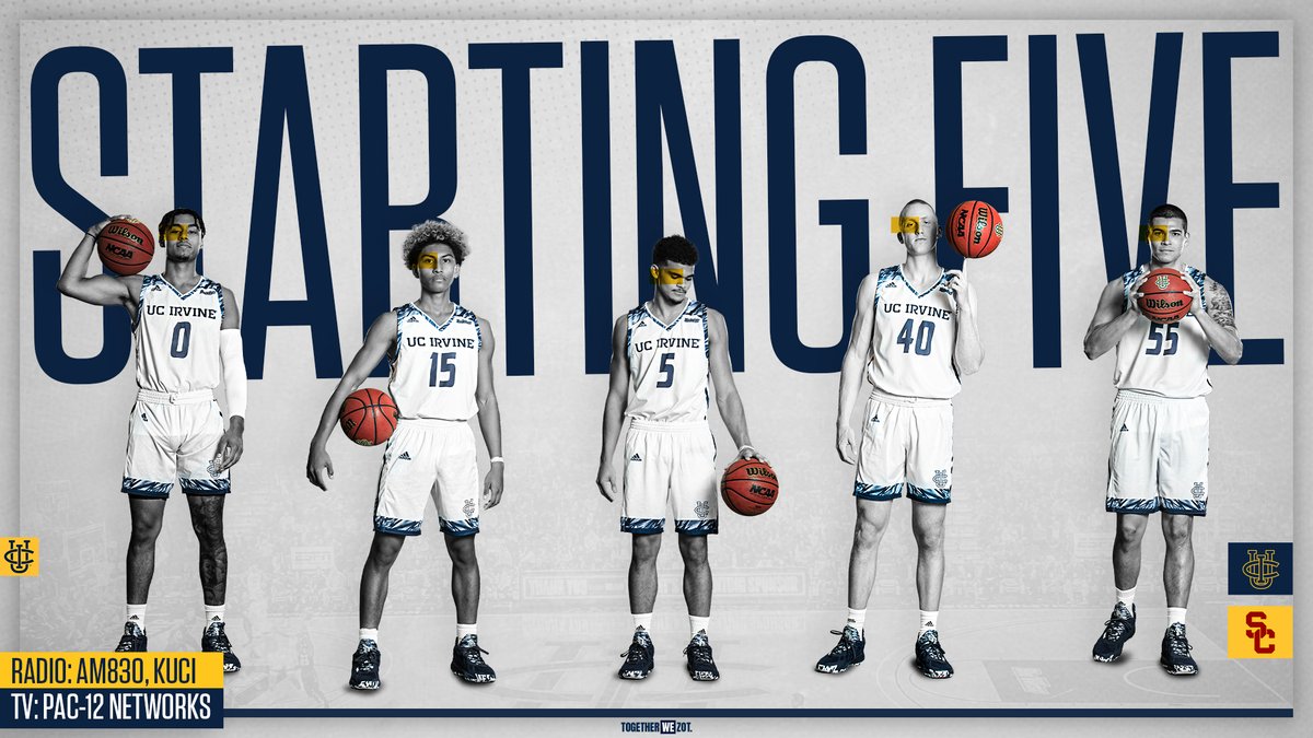 UCI Men's Basketball (@ucimbb) on Twitter photo Your starters for tonight's match-up with USC. Tipping off now on <a href="/Pac12Network/">Pac-12 Network</a> , <a href="/AngelsRadioKLAA/">Angels Radio AM830</a> & <a href="/kuciFM/">KUCI</a>. #StillHungry #TogetherWeZot Your starters for tonight's match-up with USC. Tipping off now on <a href="/Pac12Network/">Pac-12 Network</a> , <a href="/AngelsRadioKLAA/">Angels Radio AM830</a> & <a href="/kuciFM/">KUCI</a>. #StillHungry #TogetherWeZot