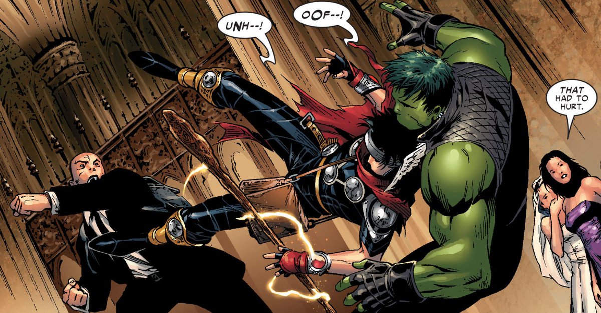 — kate first met the young avengers at her sister's wedding. she saved them with a throwing star.