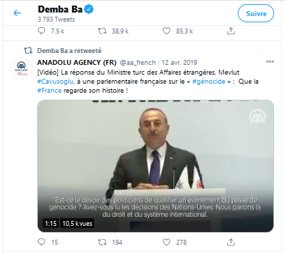 Y'aurait 1000 choses à dire; en résumé, Demba Ba est un joueur qui se comporte en pourriture sans respect de l'Autre, un mec qui nie le génocide arménien (pourtant né et éduqué en France, non en Turquie). Il doit être dénoncé comme n'ayant plus sa place sur les terrains français.