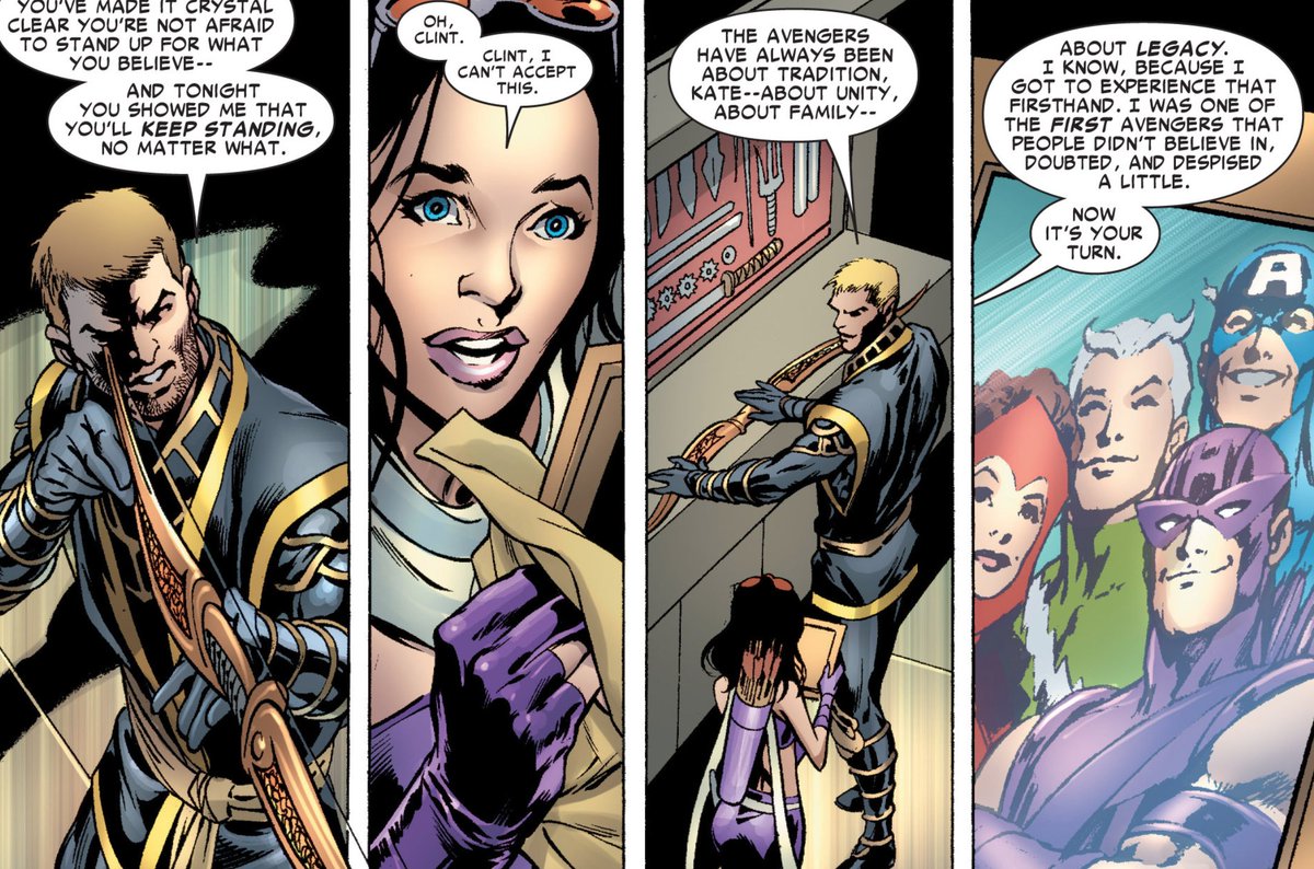 — clint officially gives kate his bow and passes on the legacy.