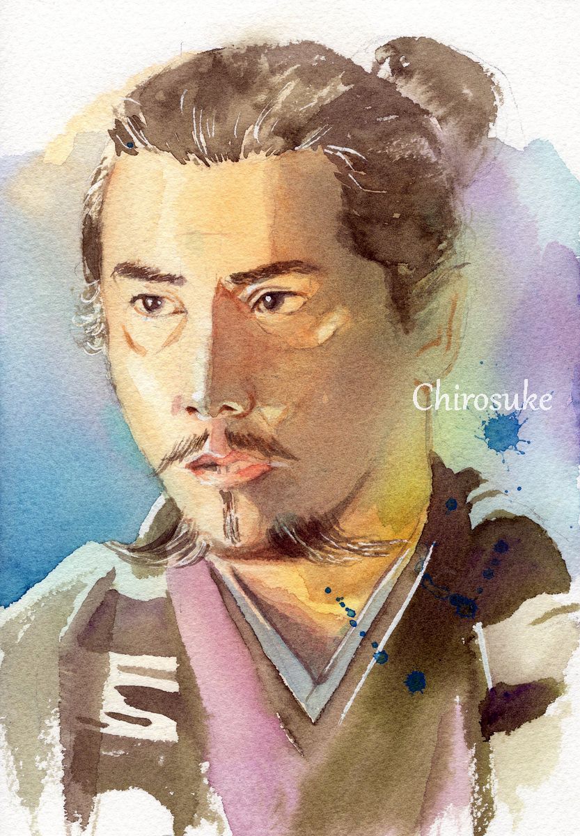 solo 1boy male focus painting (medium) watercolor (medium) traditional media profile  illustration images