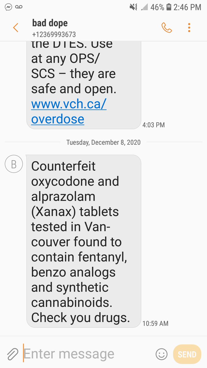 driedpers1mmon's tweet photo. since fb instantly blocked my post... tue dec 8 update from #baddope hotline
Counterfeit #oxycodone and alprazolam (#Xanax) tablets tested in Vancouver found to contain #fentanyl, benzo analogs and synthetic cannabinoids. Check your drugs. https://t.co/AQd3BQzowR