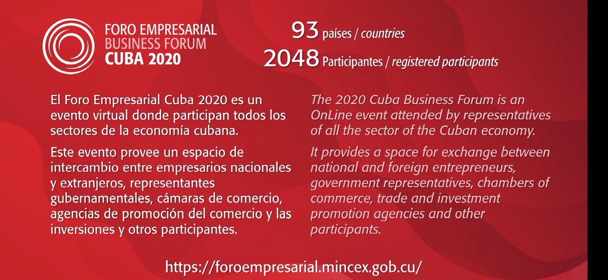 OfiEconCubaRoma's tweet photo. Guarda il programma di due giorni del Cuba 2020 Business Forum. Connettiti e partecipa #Cuba @MINCEX_CUBA
#FECuba2020 #Mincex #MasInversiones #MasExportaciones @JoseCarlosRRuiz @StampaEmbaCuba @EmbaCubaItalia @ItaliaProCuba https://t.co/rqGlcpe17O