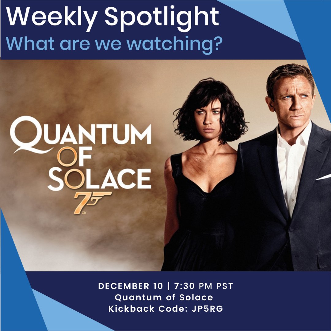thepotato_tv's tweet photo. For the Weekly Movie Night on Thursday, we have two kickbacks! One is to continue the James Bond series with Quantum of Solace at 7:30 PM PST. The other is for this holiday season viewing Dash & Lily at 8:00 PM EST. Join us for a virtual movie night on 12/10!
#VirtualMovieNight https://t.co/ZyDCKqFGTw