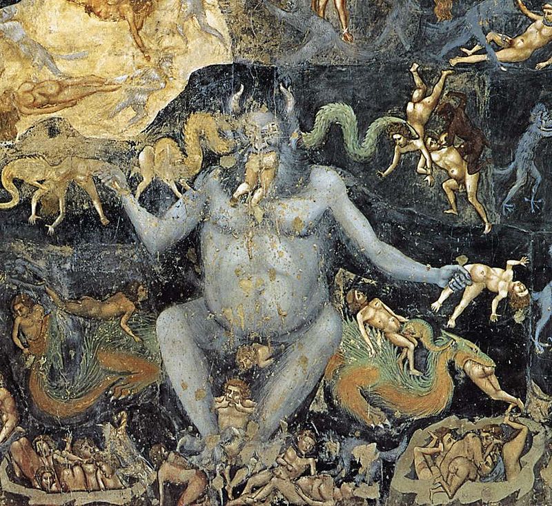 - In Dante's Divina Commedia, we see hell, and the Devil is a huge monster, cast down by god. But it's being punished with the sinners, it doesn't in any way rule hell!It became the standard depiction for the late middle ages.