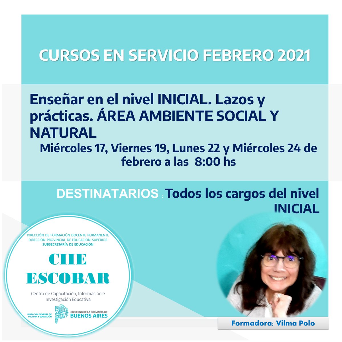 CiieEscobar's tweet photo. #Febrero2021
📢Capacitación en servicio. 
Accede al Sitio Web del CIIE ESCOBAR: https://t.co/GPZ51A1ME4 
✍Inscripción online comienza el 9 de diciembre a las 8 hs. 
https://t.co/GwlDeILNZZ https://t.co/IUbLtMly0I