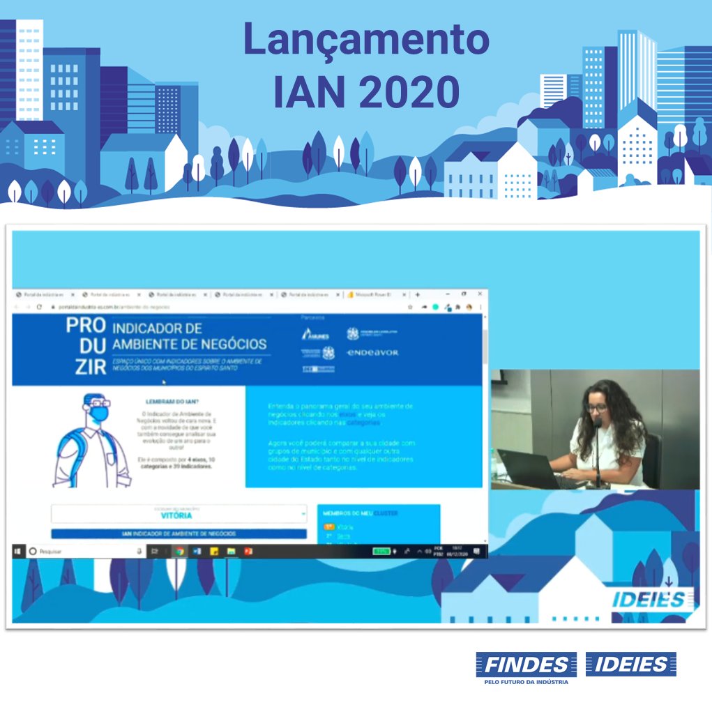 Observ_Findes's tweet photo. Hoje lançamos o IAN 2020. A atualização do Indicador de Ambiente de Negócios vem com uma nova possibilidade de comparação dos principais indicadores entre os munícipios capixabas.
Confira a evolução do seu município no Portal da Indústria ES: https://t.co/nRQHPxwbzx
#IDEIES https://t.co/Y7ECbCuyjW