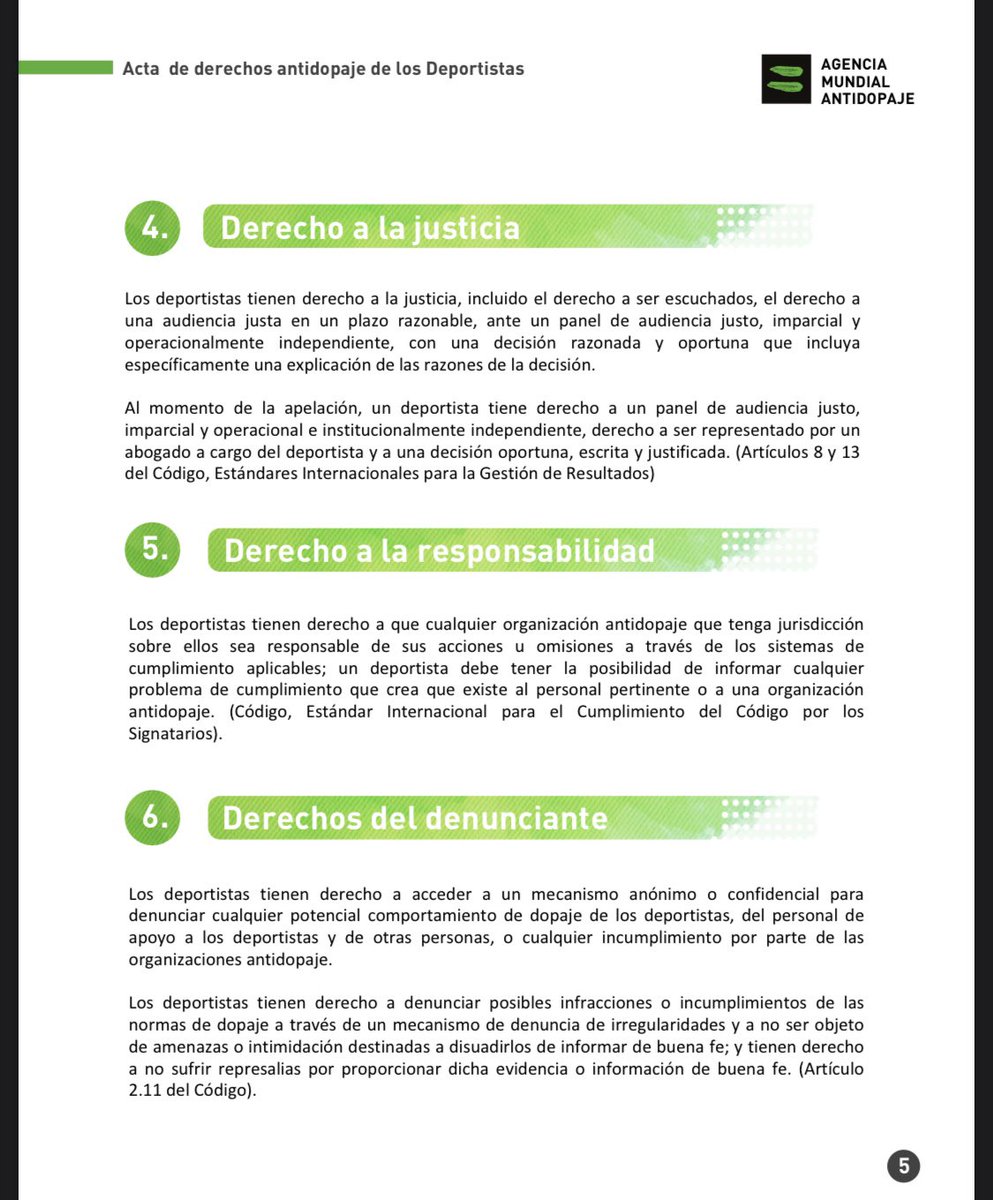 NadoPan's tweet image. Acta de derechos Antidopaje de los Deportistas disponible ahora en Español ✅

Ingrese a onad-pan.org y conozca los 17 derechos Antidopaje.
Infórmese y edúquese para un #JuegoLimpio