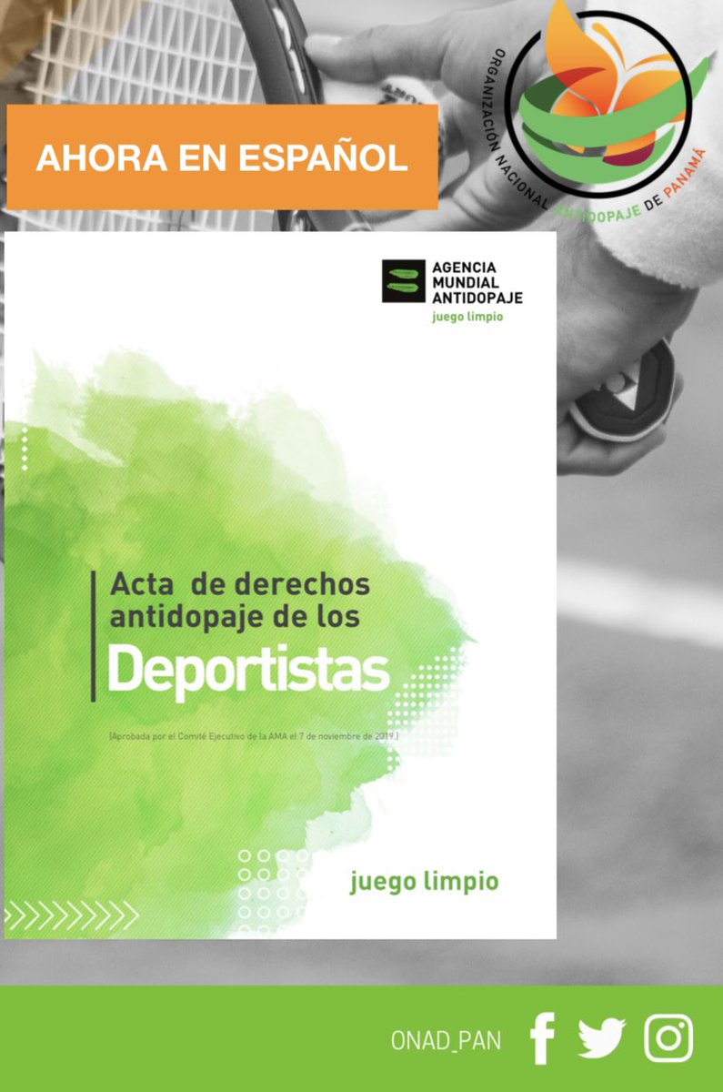 NadoPan's tweet image. Acta de derechos Antidopaje de los Deportistas disponible ahora en Español ✅

Ingrese a onad-pan.org y conozca los 17 derechos Antidopaje.
Infórmese y edúquese para un #JuegoLimpio