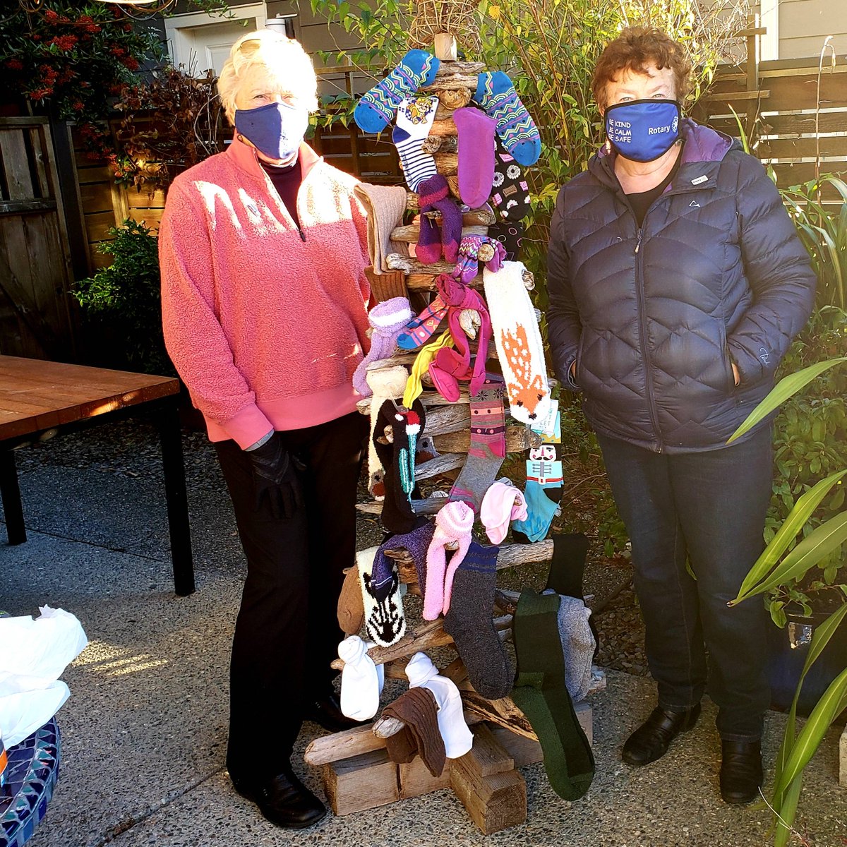 Sooke_Rotary's tweet photo. SOCK IT TO US! 
Collecting socks for Sooke Food Bank! No Festival of Trees at SEAPARC this year so we decorated Rotarian Neil's.
Want to help? Donation bins at The Source, RBC, CIBC, SEAPARC, Sooke Fax &amp; Copy Centre and Fields. https://t.co/TjzRMSOcs0
