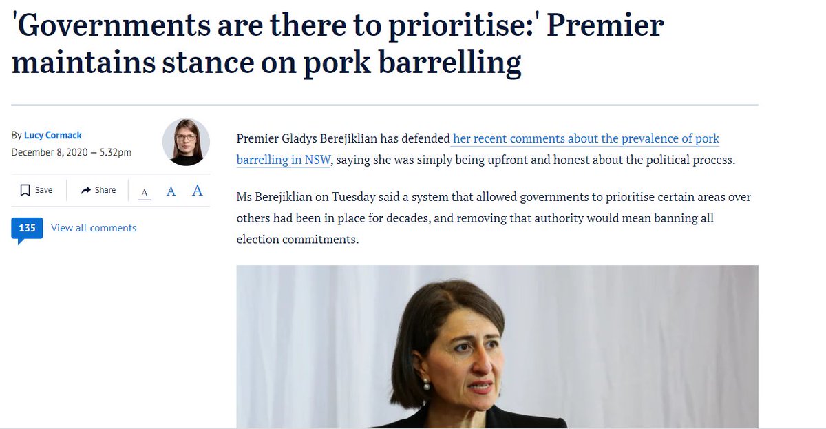 It's interesting that the Premier is out in public defending pork barrelling but won't come before the committee to answer questions