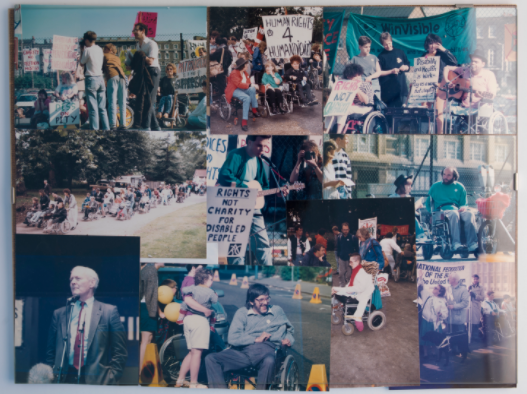 25 years ago the Disability Discrimination Act was brought into law, thanks in part to the protests commemorated in  @ShapeArts National Disability Arts Collection and Archive, some of which are shown in this image below.  https://the-ndaca.org/&nbsp;  #MuseumsUnlocked 5/6
