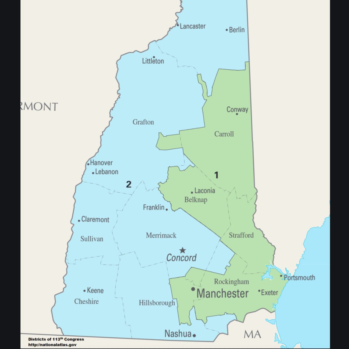 Nh Dot District Map Dave Wasserman On Twitter: "New Hampshire: Big Question Is Whether Rs  Target Rep. Chris Pappas (D) By Purging The City Of Manchester From #Nh01,  Trading It For The Gop-Leaning Towns Of Salem,