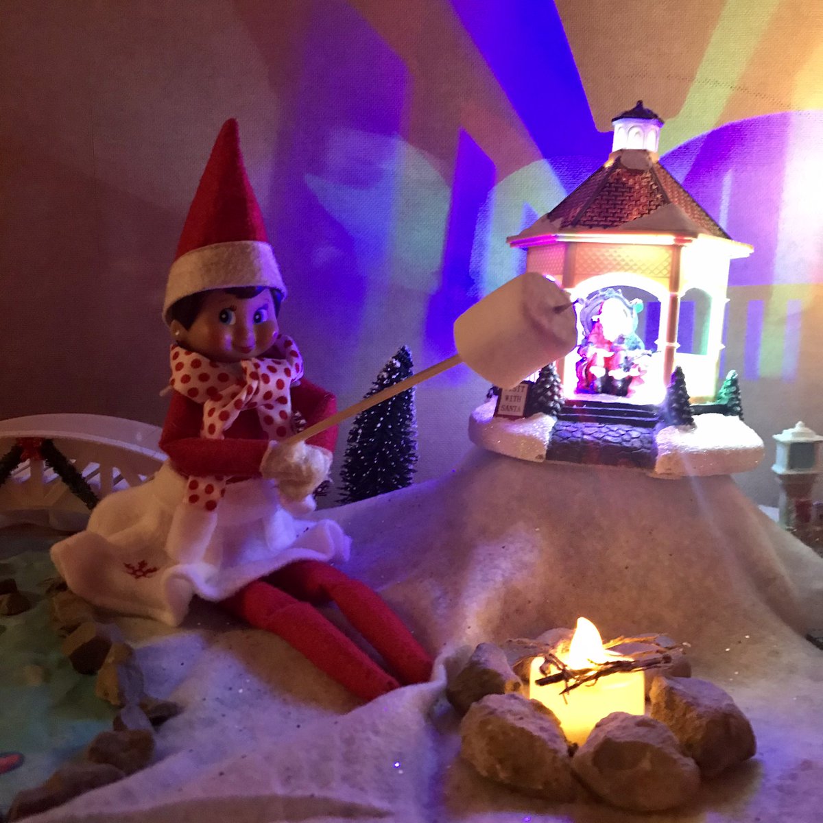mjnick1's tweet photo. My daughter’s elf is honestly #goals rn.  

#ElfOnTheShelf #Christmas2020 #elfontheshelf2020 #SocialDistancing #nature #momlife https://t.co/CMh7RQ5boc