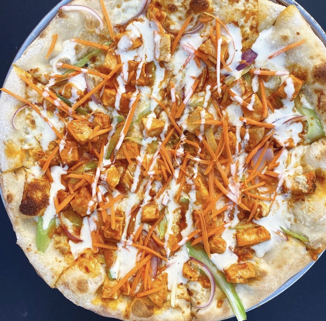 PITCHPIZZERIA's tweet photo. Buffalo chicken pizza is BACK!!! thyme cream, mozzarella, gorgonzola cheese, red onions, celery, Buffalo chicken, garnish Julianne carrots, creamy gorgonzola. #omaha #dundee #scottsdale #comeandgetit
#pizzaoftheweek #pitch #supportlocalomaha #omahapizza https://t.co/qdtHEjER3S