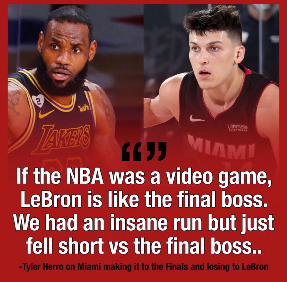 HeatNationCom's tweet photo. Herro says LeBron is the final boss in video games https://t.co/mrkSanKxJV