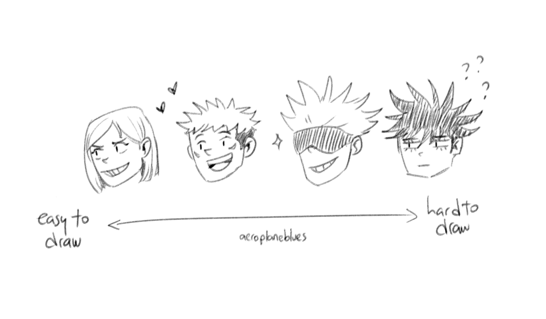 pls accept the only thing i will draw this of this week in the form of the same thing akutami did but different

anyway here is the visual of how much i struggle to draw the jjk characters bc why not 