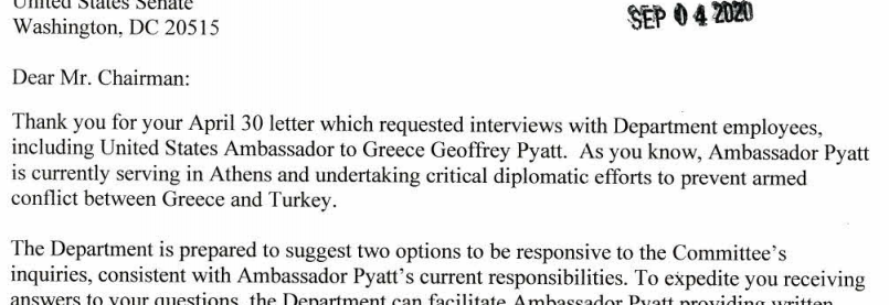 This is absolutely disgusting. Not only did that godawful ambassador Pyatt somehow manage not to get fired by Trump but he then used the fact that is still an ambassador to thwart Ron Johnson's Ukraine inquiry.