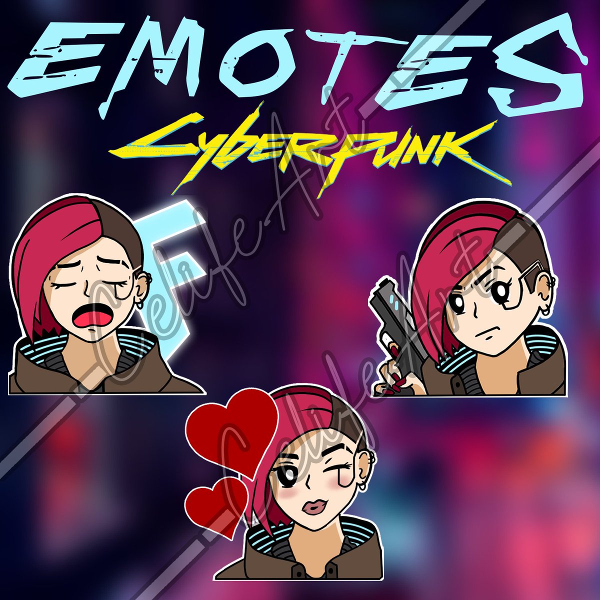 CelifeArt's tweet image. 🔓Emotes disponibles!! MD si estás interesad@
💕 Emoticons available! MD if you're interested
Disfrútalos en tu canal
#twitch #overlay #ilustracion #ilustration #handmade #handpainted #ComisionesAbiertas #Cyberpunk2077 #emote #emotes #CelifeArt #art #aftereffects #CLIPSTUDIOPAINT