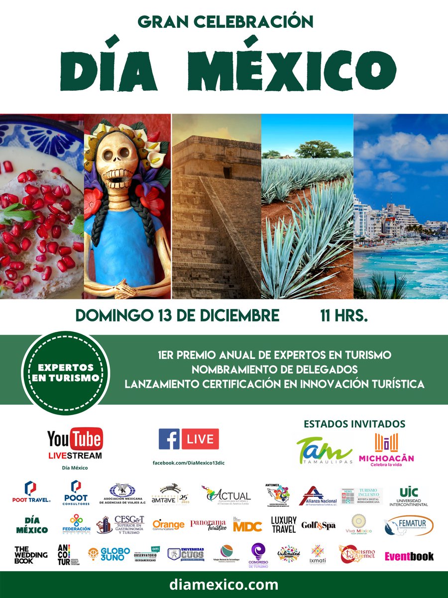 _diaMexico's tweet photo. #DíaMéxico es una estrategia para promover e impulsar el turismo en México. Iniciativa creada en el 2018, que esté 2020 se espera mayor participación  hay que usar el Hashtag #DíaMéxico en todo lo que publiques.

#TuristerosUnidos #TurismoPrioridadNacional @FETURQROO https://t.co/C3LJGRGgsJ