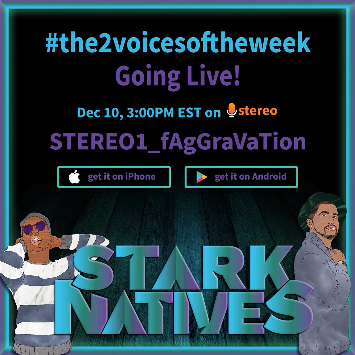 Stark_Natives's tweet photo. Don’t miss out Thursday Livestream with @Clabougg &amp; @SONSPLASHA on @AppStereo 

https://t.co/4X7wJah8dM https://t.co/dBeamcXroG