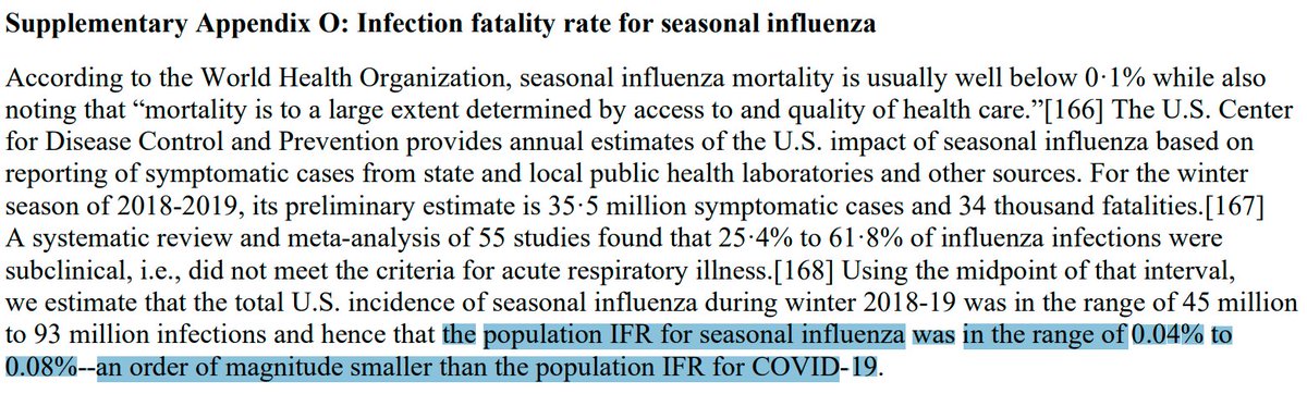7/PInfluenza IFR can be calculated from the CFR, yielding an IFR of <0.1%. That extends beyond the CDC. https://www.who.int/emergencies/diseases/novel-coronavirus-2019/question-and-answers-hub/q-a-detail/q-a-similarities-and-differences-covid-19-and-influenza https://www.ncbi.nlm.nih.gov/pmc/articles/PMC7289569/ https://twitter.com/AtomsksSanakan/status/1312367322837987328 https://twitter.com/mlipsitch/status/1251521082542211074 https://twitter.com/AdamJKucharski/status/1243466404415909889 https://twitter.com/AtomsksSanakan/status/1322365905595179015 https://static-content.springer.com/esm/art%3A10.1007%2Fs10654-020-00698-1/MediaObjects/10654_2020_698_MOESM1_ESM.pdf