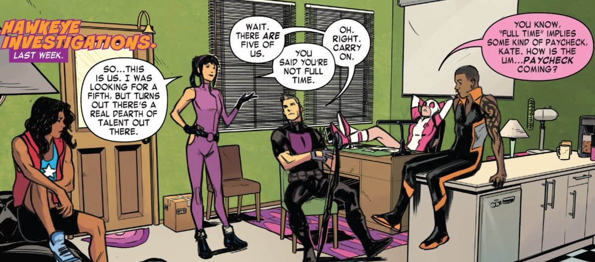 — kate then begins to lead a new team while in california, the west coast avengers.
