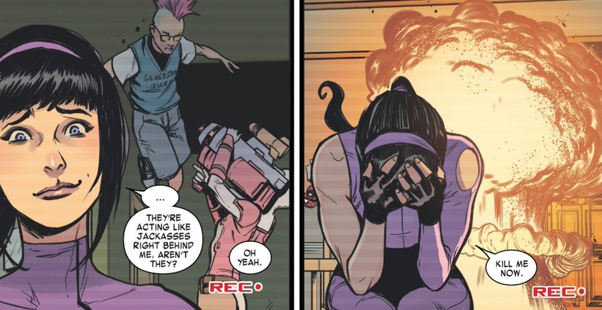 — kate then begins to lead a new team while in california, the west coast avengers.