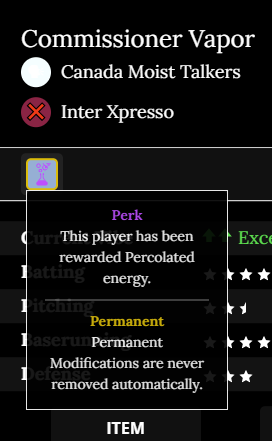 So if <a href="/CommishVapor/">Commissioner Vapor</a> drank the percolated <a href="/blaseball/">BLASEBALL COMMISSIONER ALTERNATE</a> IIII, are they Commissioner V? 
(Not to be confused with Commissioner IIIII.)