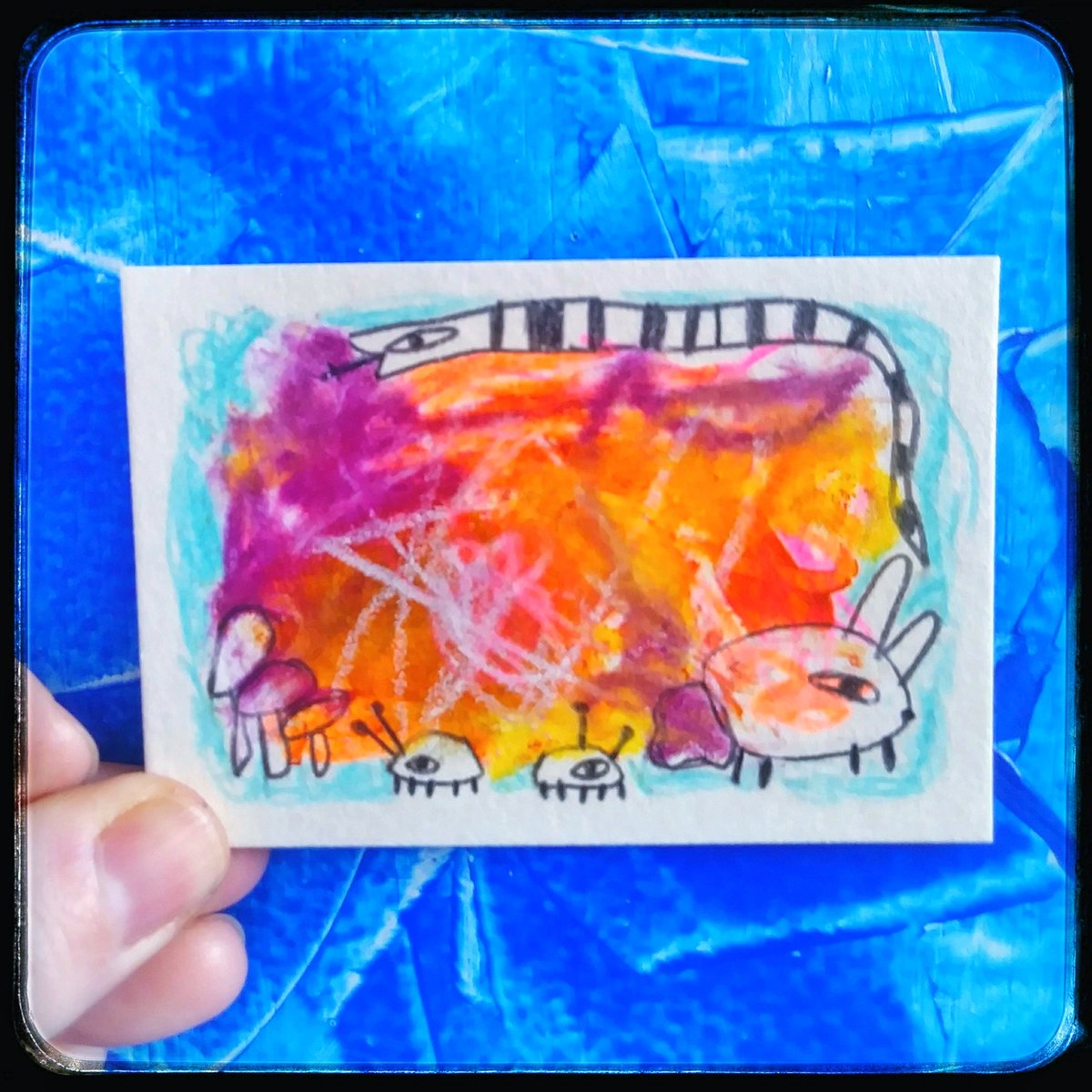 44chicken's tweet photo. Atc Card Original Mixed Media Animal Card on Watercolor Paper  by HealingArts44 https://t.co/y5BVN19AQA via @Etsy https://t.co/tLLJoh0GBm