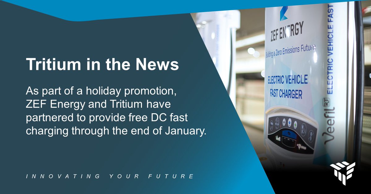 What's better than EV charging? Free EV charging!

We're thrilled to provide access to free DC fast charging through the end of January with our partners, ZEF Energy. Look for these free chargers in Minnesota, North Dakota, and Wisconsin, USA.

Learn more: tritiumcharging.com/zef-energy-and…