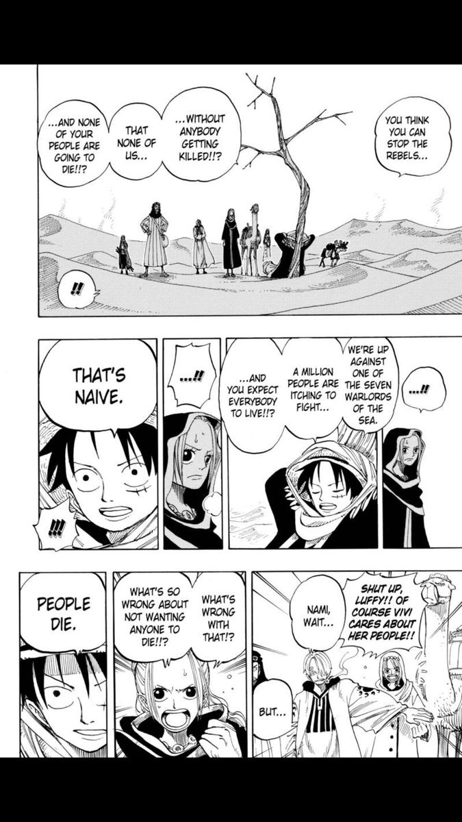 のぐちーの 漫画レビューブログ 英語でワンピースの名言 A Million People Are Itching To Fight And You Expect Everybody To Live That S Naive People Die もう１００万人も暴れだしてる戦いなのにみんな無事ならいいと思ってんだ 甘いんじゃ