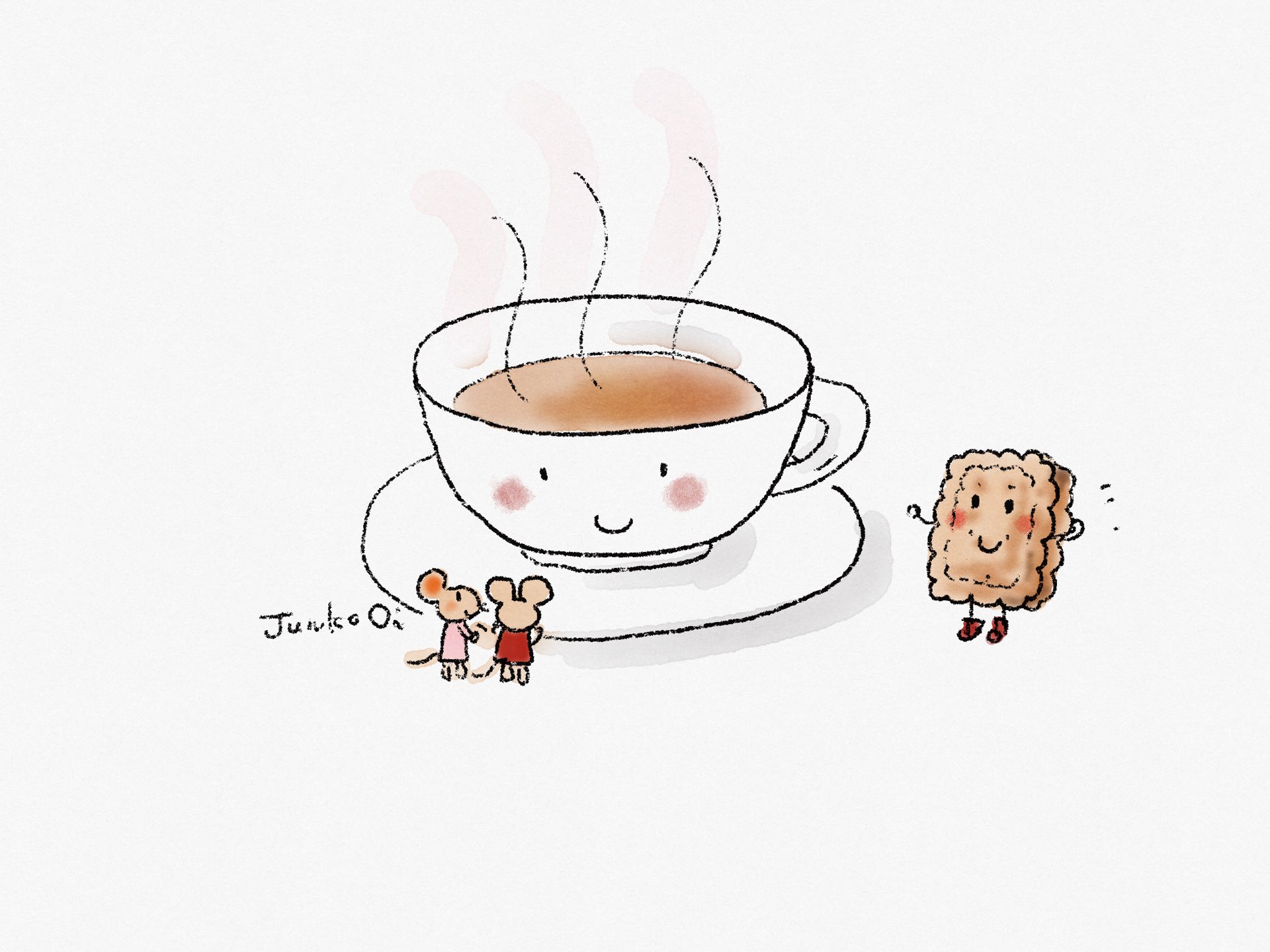 おおいじゅんこ ティータイムネズミさん イラスト好きさんと繋がりたい イラスト Illustration あたたかいお茶に ほっこりする季節になりましたね おいしいクッキーなどあればなお T Co Minxmmrwvf Twitter