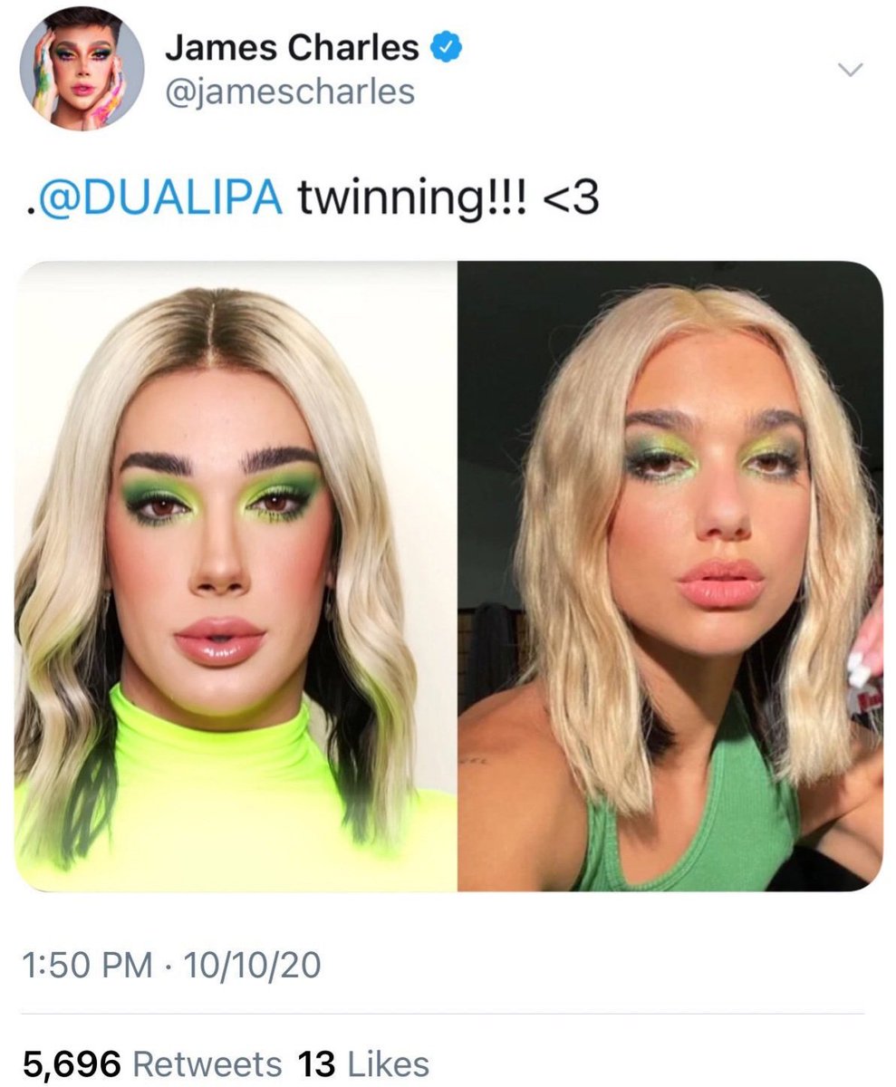 Cynn on X: “Did this really happen ? #jamescharles #DuaLipa #shade 