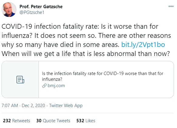 15/PAnd below is a thread in which Gøtzsche's promotes the article I criticized: https://twitter.com/PGtzsche1/status/1334106917690544133