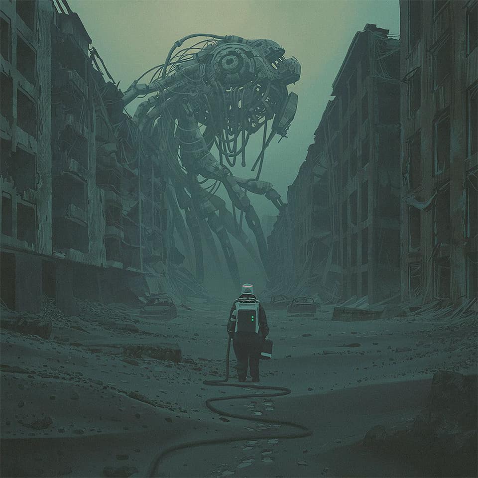 🤖'...The genie is out of the bottle. I fear that AI may replace humans altogether...' Stephen Hawkings.🎨simon stålenhag🤖#ArtificialIntelligence #StephenHawkings #Scifi