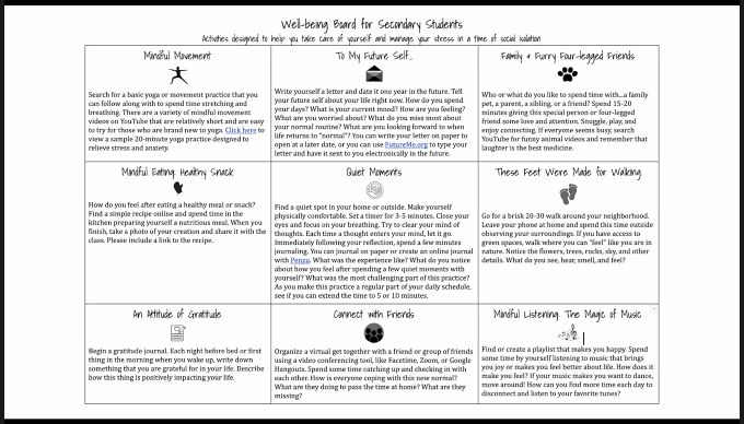 Challenge 3 - students disengaged. Consider choices to students. Choice board with "stretch" color coded choices that are built with activities to practice skills/content. 2nd station can be from the choice board over the course of a week/unit/  #VSTE20