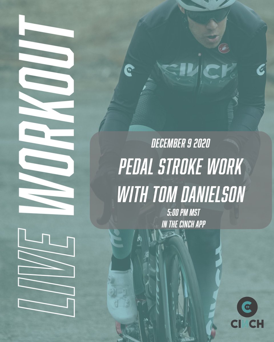 The Pedal Stroke is one of the most important techniques in cycling and tomorrow @TomDanielson will be hosting a live workout on the pedal stroke! 

Join us at 5pm MST in the CINCH app!

cinchapp.online

#CINCHCycling #CINCHFORM