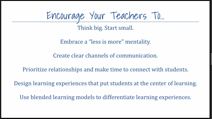 Getting started - we are all learning and starting somewhere. We don't have this figured out. Focus on what's important - student centered and relationship focused!  #VSTE20
