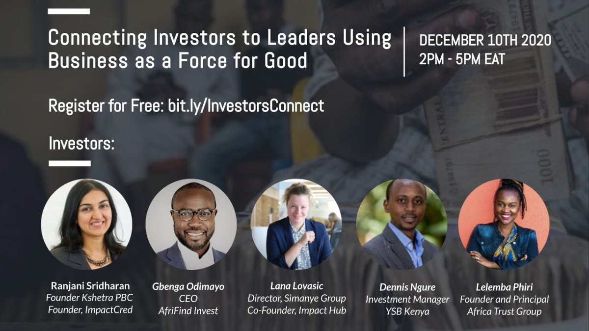 I’m looking forward to being a part of this forward-looking panel. Thanks to @BLabEastAfrica Africa and <a href="/E4Impact/">E4Impact Foundation</a> Foundation for this chance to share insight on: "Connecting Investors to Leaders Using Business as a Force for Good" Register here for free: bit.ly/InvestorsConne…