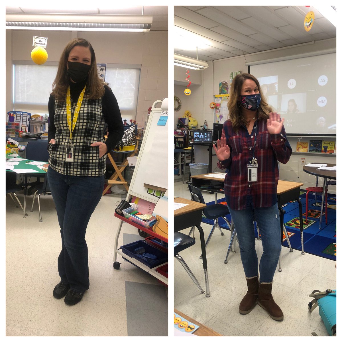 DareDolphins's tweet photo. Flannel or Frost?! You decide! Either one works for spirit day! #12daysoffun #holidaycheer #beststaffever https://t.co/7aHfLIQnqJ