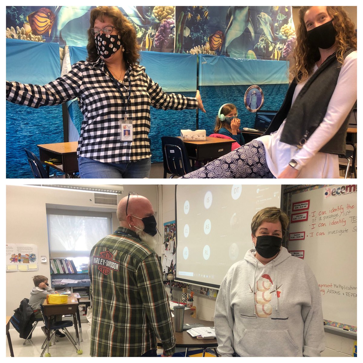 DareDolphins's tweet photo. Flannel or Frost?! You decide! Either one works for spirit day! #12daysoffun #holidaycheer #beststaffever https://t.co/7aHfLIQnqJ