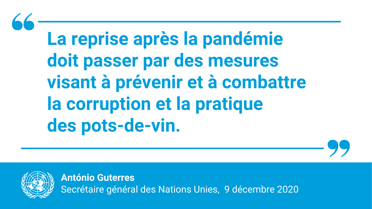 ONU_fr's tweet photo. La corruption prive de ressources les personnes qui en ont besoin, creuse les profondes inégalités mises à nu par la pandémie et fait obstacle à une reprise vigoureuse. 

— @AntonioGuterres pour la Journée internationale de lutte contre la corruption. https://t.co/88dsT5Dnrj https://t.co/jBXufAfgyZ