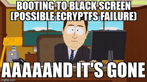 askubuntumemes's tweet image. Booting to black screen (possible ecryptfs failure) askubuntu.com/questions/1298… #ecryptfs #boot