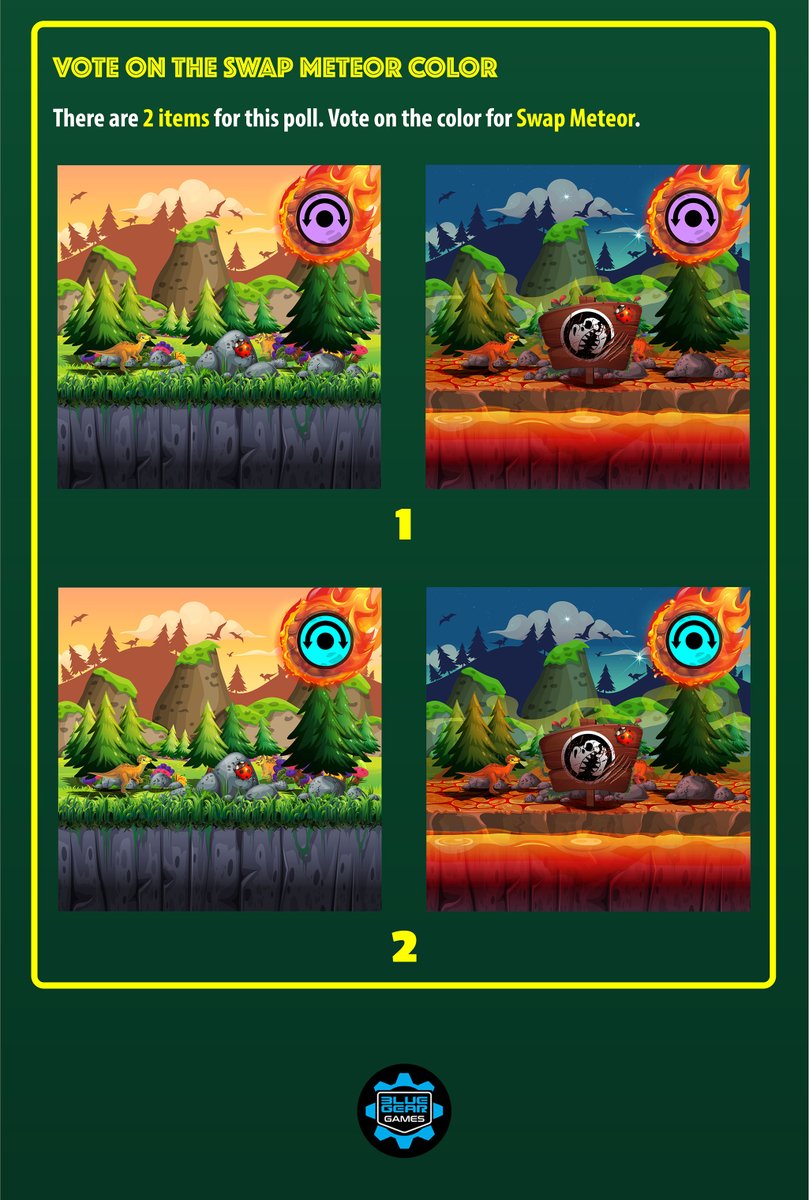 POLL 10.7: LAND TILES: SWAP METEOR COLOR - We need your help to decide on the Swap Meteor Color of the Effect Indicators for the Land Tiles! See the images for more details and to help make your decision. Click on "Show this poll" to cast your vote!